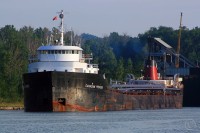Late evening light sees the Canadian Provider, downbound on the Welland Canal, exiting Lock 4. 