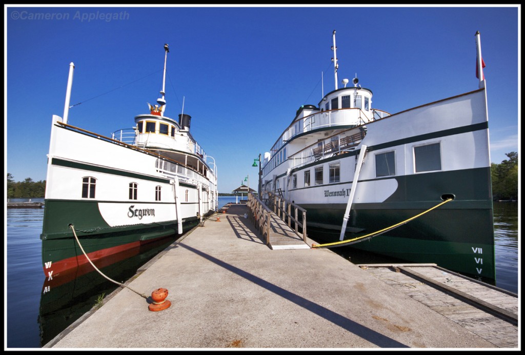 The ships of Muskoka, Segwun and Wennonah II bask in the morning sun, floating blissfully at Gravenhurst docks.