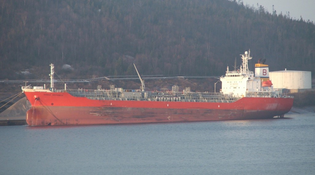 Eitzen Chemical boat Songa Defiance delivering Caustic Soda to Marathon Pulp for Dow Chemical ; Marathon, Ontario