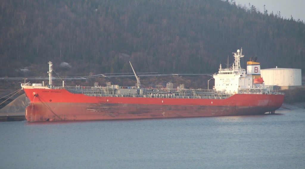 Eitzen Chemical boat Songa Defiance delivering Caustic Soda to Marathon Pulp for Dow Chemical ; Marathon, Ontario Eitzen Chemical boat Songa Defiance delivering Caustic Soda to Marathon Pulp for Dow Chemical ; Marathon, Ontario
