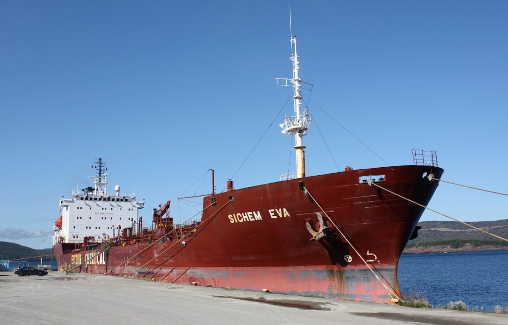 Dow Chemical Caustic Soda vessel unloading at Marathon Pulp; Marathon, Ontario