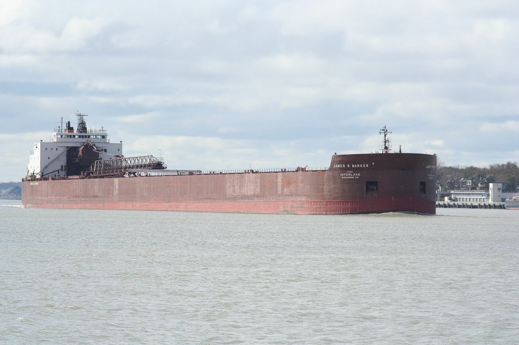 The 1004\' James R Barker heads upriver at Sarnia, ON.