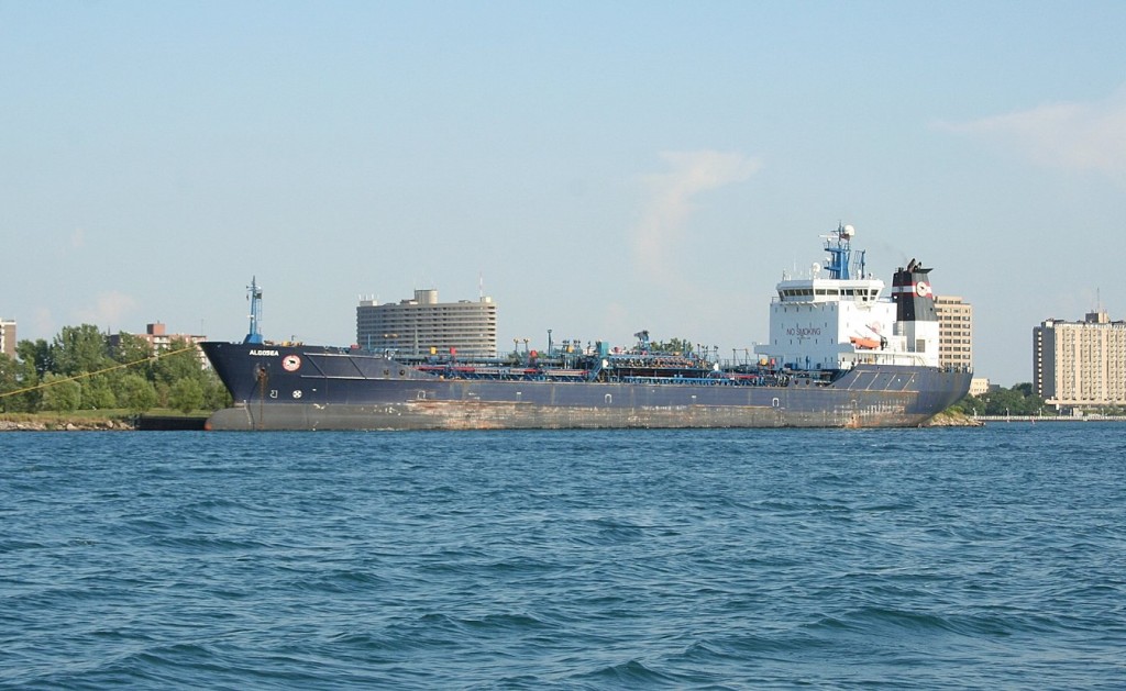 The tanker Algosea tied up at Sarnia for layover or maintenance.