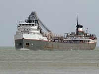Bound for Hamilton, the Saginaw is down on the Detroit River at Windsor on a warm and windy spring afternoon.