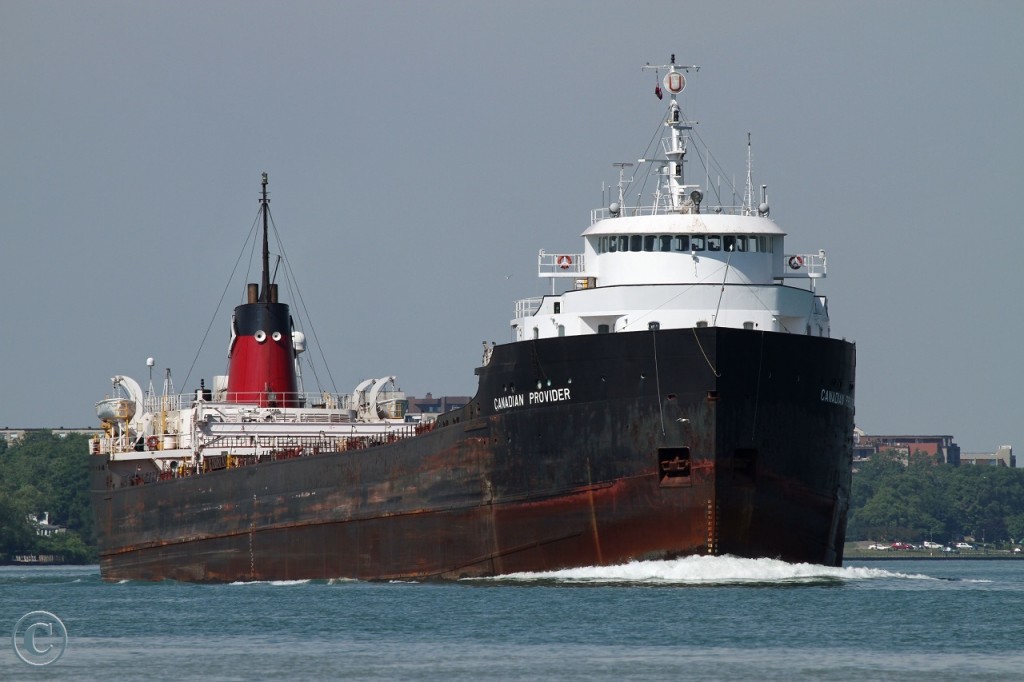 I never did get the opportunity to shoot the Provider in Algoma paint. She is now on her way overseas for scrap. This was the last time I saw her.

from the Boatnerd website......

6/10 - With the tug VB Artico on the bow, the former Algoma Provider – its name shortened to OVI for her last voyage, stack markings painted over and a homeport of Freetown (Sierra Leone) lettered on the stern – was towed from Montreal early Sunday morning bound for a Turkish scrapyard. The 730-foot vessel was built at Collingwood, Ont., for Canada Steamship Lines in 1963 as Murray Bay and also sailed for the Upper Lakes fleet as Canadian Provider. She made only a few trips last fall under Algoma Central colors and the Algoma Provider name. With the departure of the Provider, there are only two steam-powered vessels left in the Canadian lakes and Seaway fleet, Algoma Montrealais and Algoma Quebecois. The former is sailing this year, but the latter remains laid up.