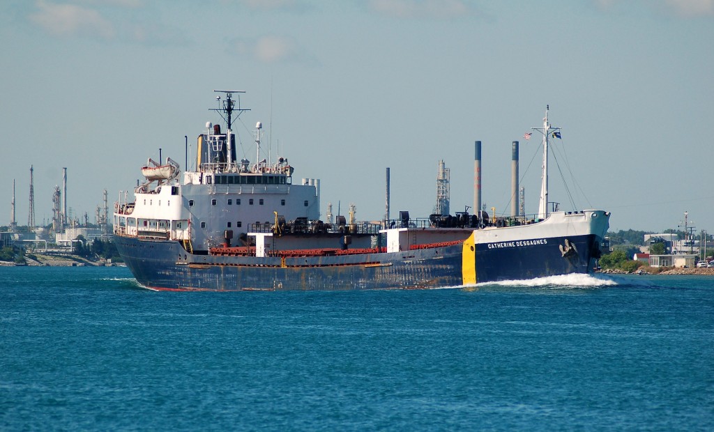 Catherine Desgagnés up bound at Sarnia. Not to often you see the ships of the Transport Desgagnés fleet in this area, a nice change of pace. Catherine Desgagnés up bound at Sarnia. Not to often you see the ships of the Transport Desgagnés fleet in this area, a nice change of pace.
