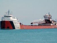 The Arthur M Anderson about to enter the St. Clair River at Sarnia, the Anderson has the distinction of beeing the last ship to be in contact with the "big Fitz" before it sank in Lake Superior in 1975. The Anderson is also one of three sister ships still sailing together with their original names since 1952 the others being Cason J. Callaway and Philip R. Clarke. 