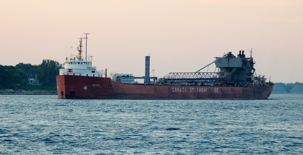 Halifax seen up bound at Sarnia in the St. Clair river, the Halifax was Canada Steamship Lines last steam powered vessel. She was laid up at the end of the 2008 season and didn't run in 2009 or 2010. In 2011 she was sold for scrap and towed to Aliaga, Turkey.