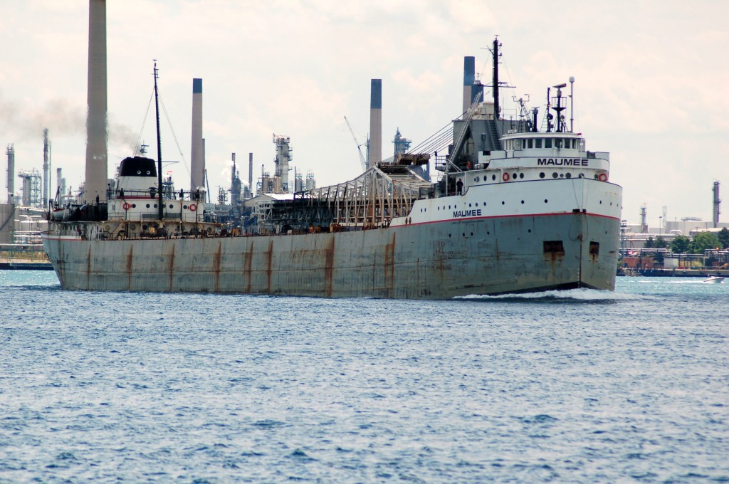 Maumee heads up bound in the St. Clair river at Sarnia, at the time she was one of the oldest ships sailing the great lakes but was ultimately scrapped in 2011 ending 82 years of service.