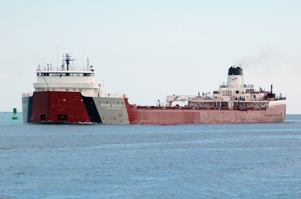 One of the most unique looking ships on the great lakes is the Roger Blough, at 858 feet overall and a beam of 105 feet it truly gives it a distinct look of a large modern ship with the classic looks of an old laker with the pilot house on the bow and aft cabins. The Roger Blough is seen here entering the St. Clair river at Sarnia on a rare trip in these parts.