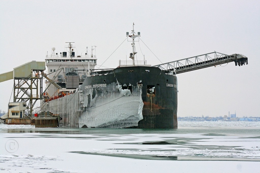The Canadian Enterprise takes on a late season load of Salt bound for Chicago at Windsor's Canadian Salt dock.