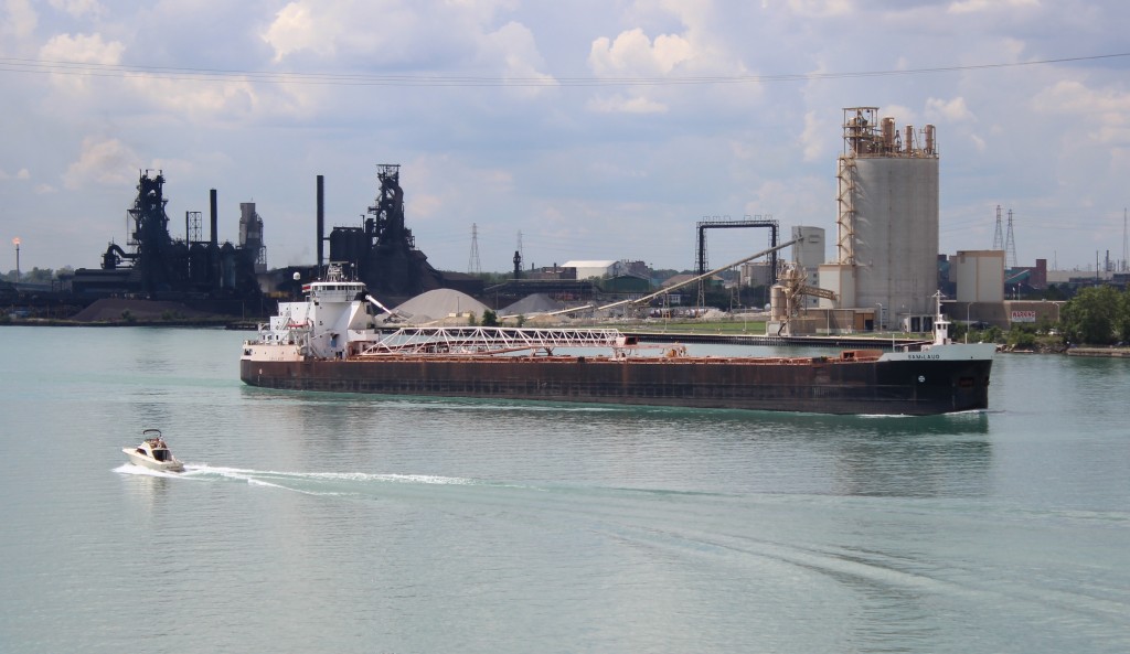 Sam Laud is upbound the Detroit River on a nice summer day.