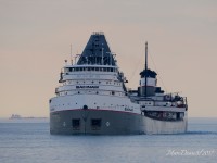 Saginaw looking as spectacular as ever in the fading light as she makes the turn down bound at buoys 1 & 2 in the Huron cut. 