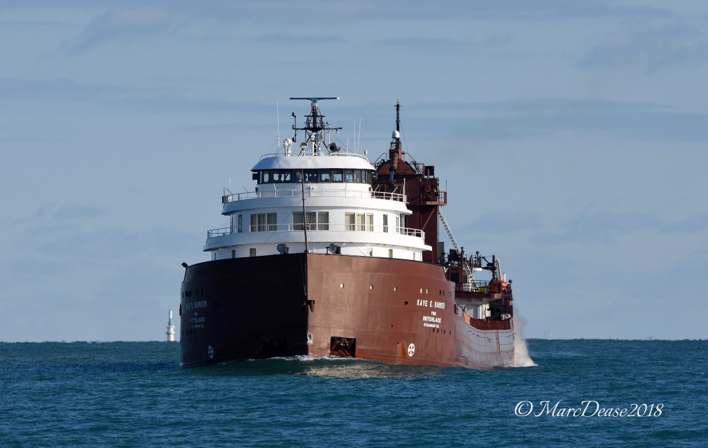Lokking as beautiful as ever the classic Kaye E. Barker down bound at buoys 1 & 2 in the Lake Huron cut.